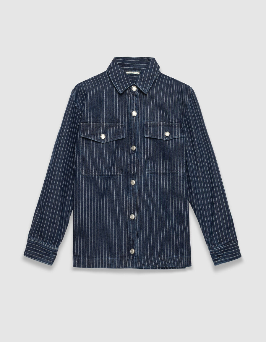 camisa vaquera blanca a rayas para mujer