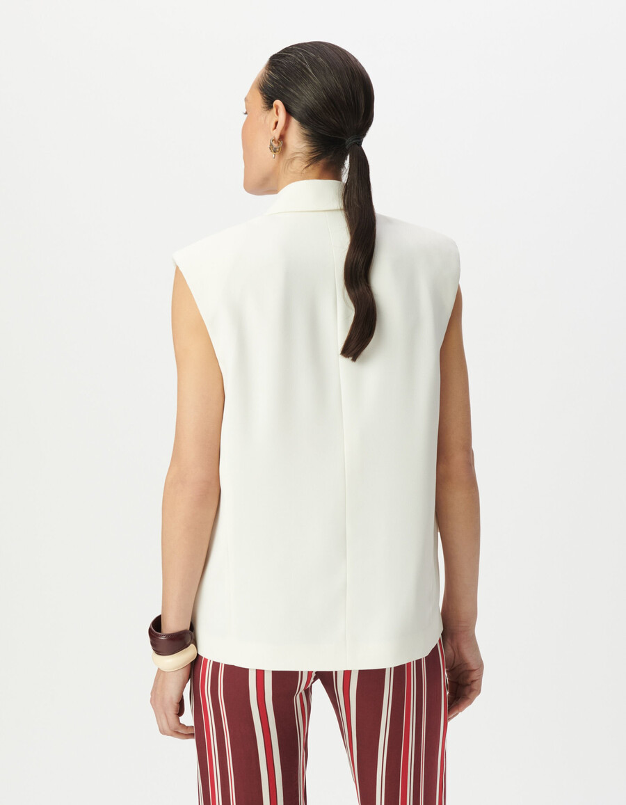 chaqueta de traje de poliéster reciclado blanca para mujer