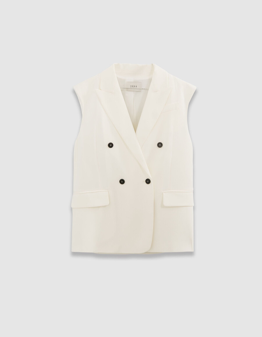 chaqueta de traje de poliéster reciclado blanca para mujer