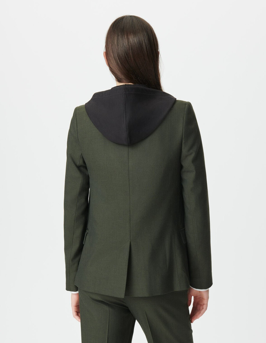 chaqueta de traje caqui para mujer con forro desmontable