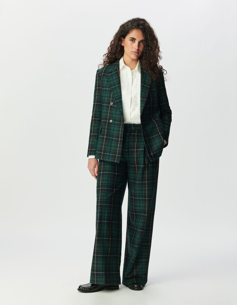 chaqueta oversize de cuadros verdes para mujer