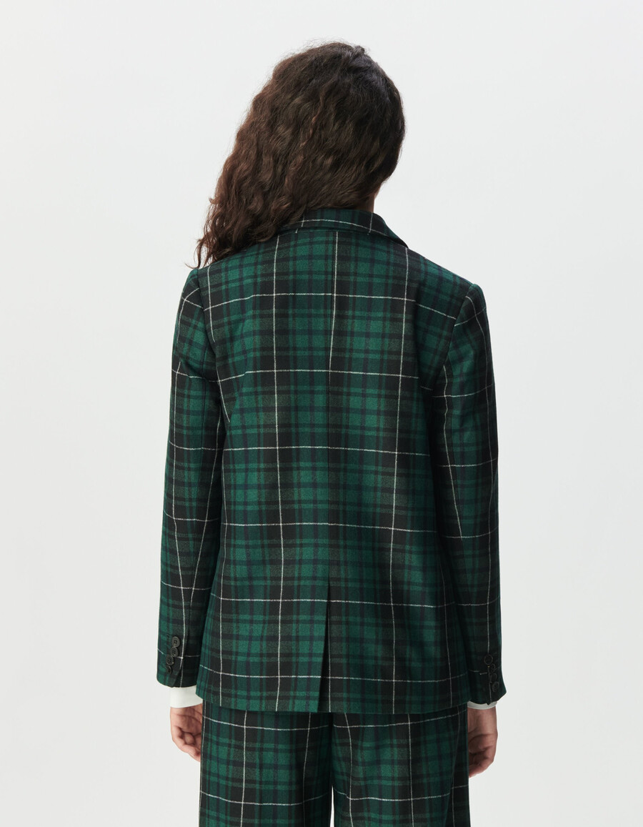 chaqueta oversize de cuadros verdes para mujer