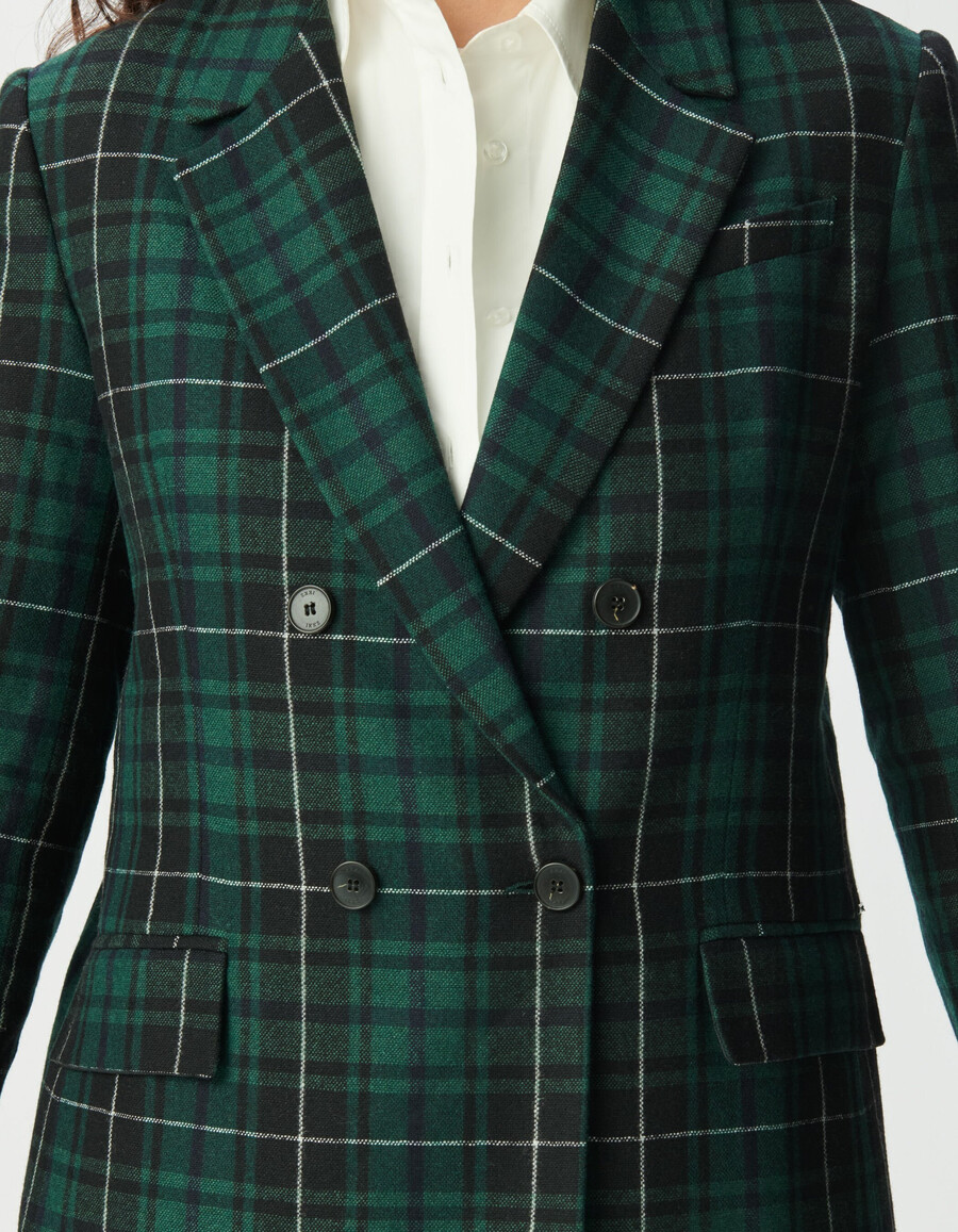 chaqueta oversize de cuadros verdes para mujer