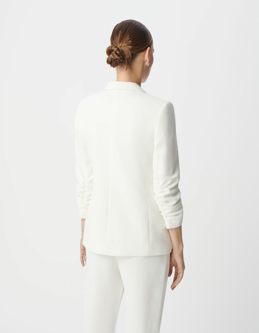 chaqueta de traje reciclada en blanco roto para mujer
