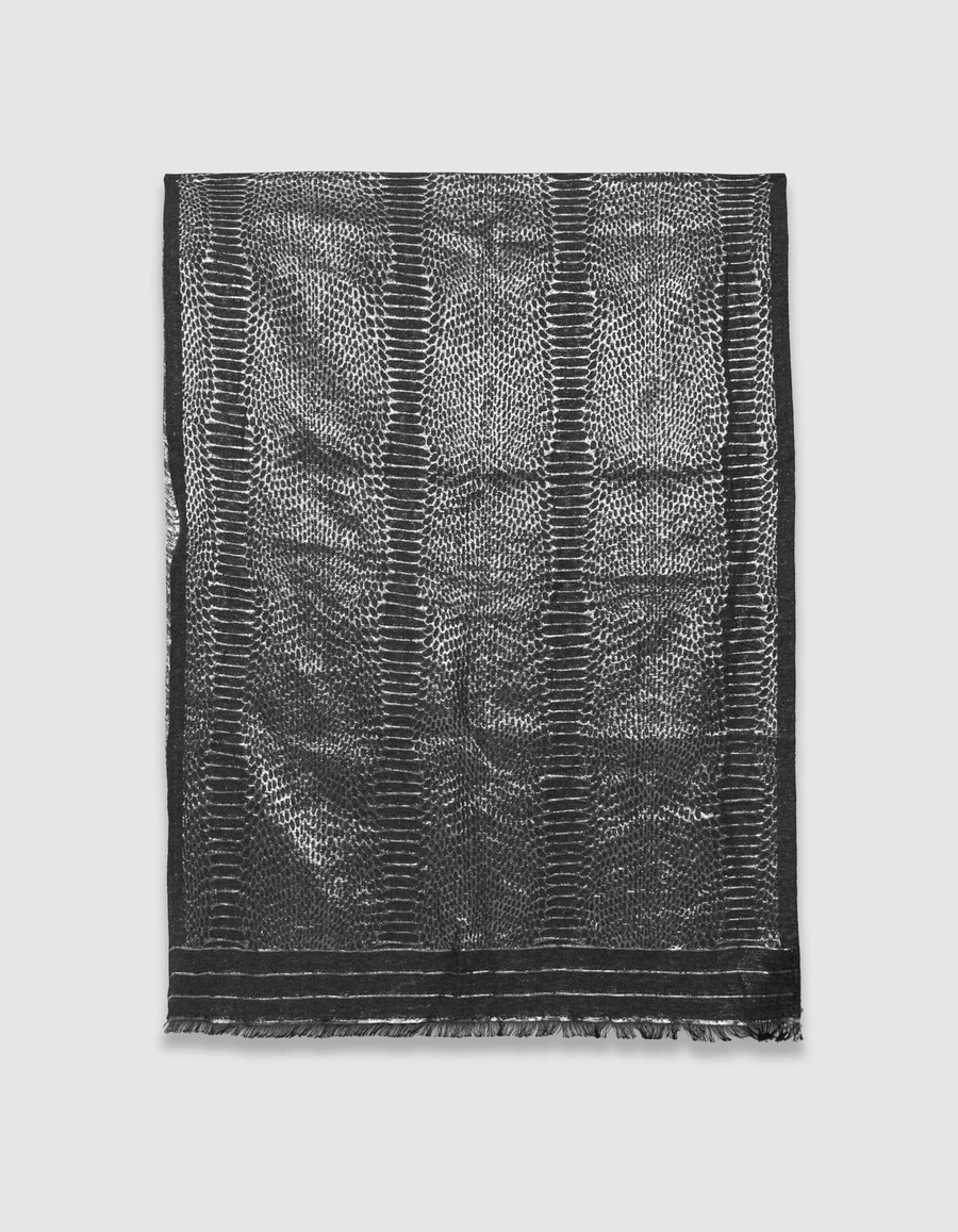 bufanda de jacquard de pitón gris metalizado para mujer