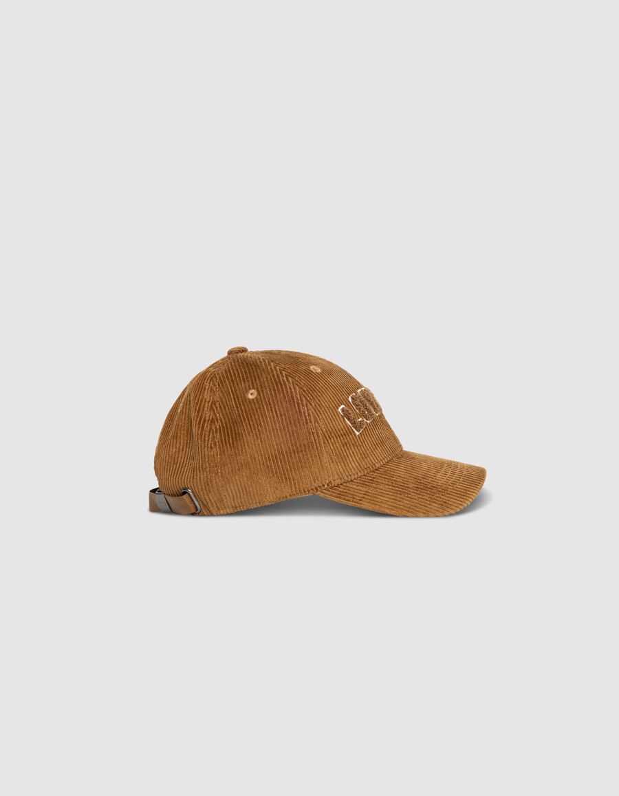 gorra de pana beige para mujer con eslogan de bouclette
