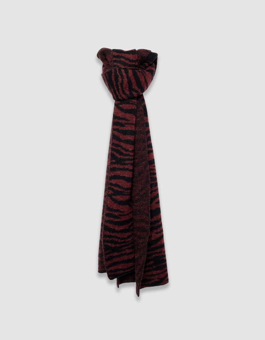 bufanda de punto jacquard de cebra burdeos para mujer