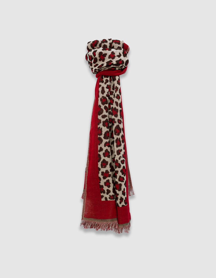 bufanda de jacquard de leopardo rojo para mujer