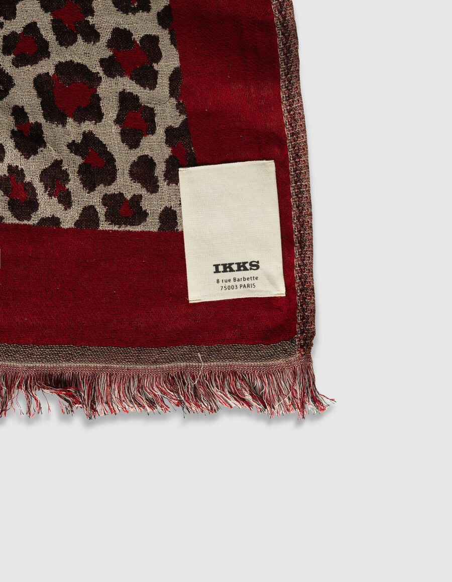 bufanda de jacquard de leopardo rojo para mujer