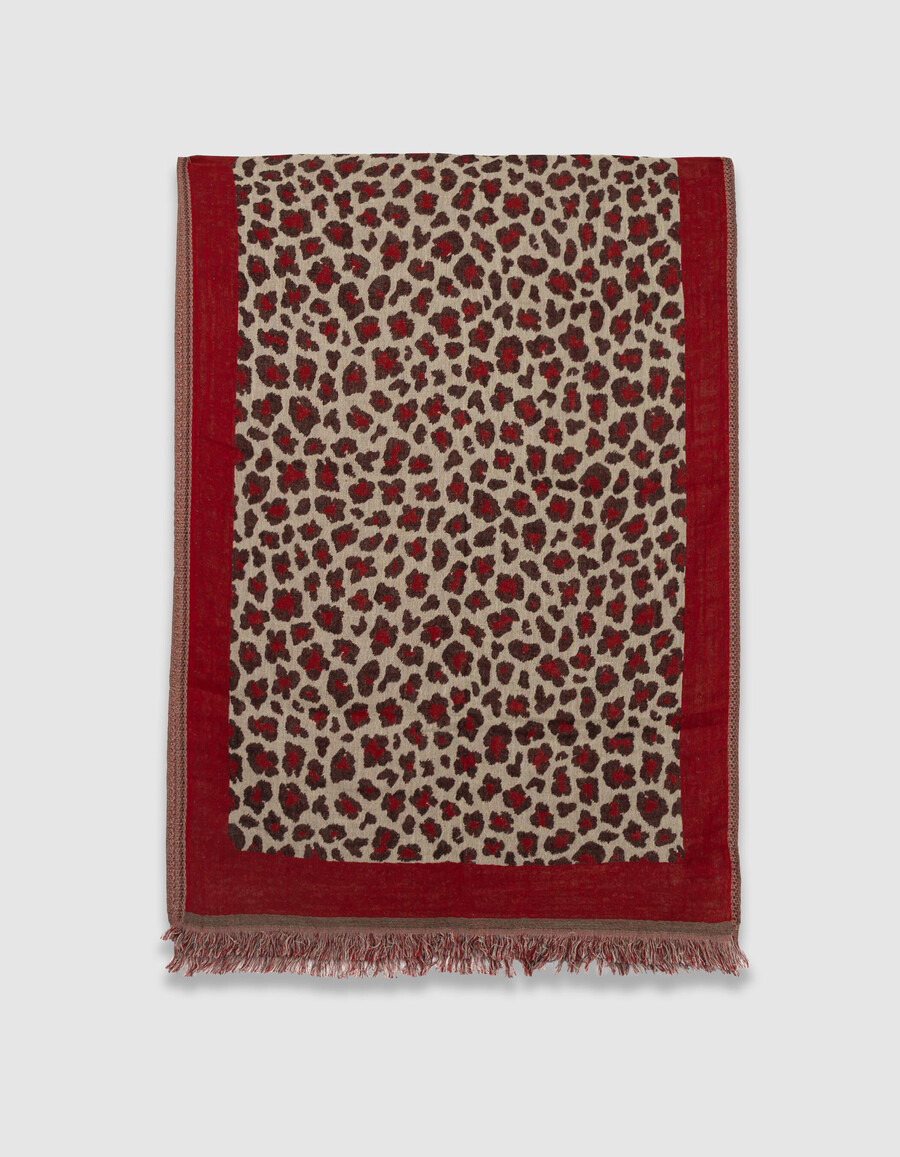 bufanda de jacquard de leopardo rojo para mujer