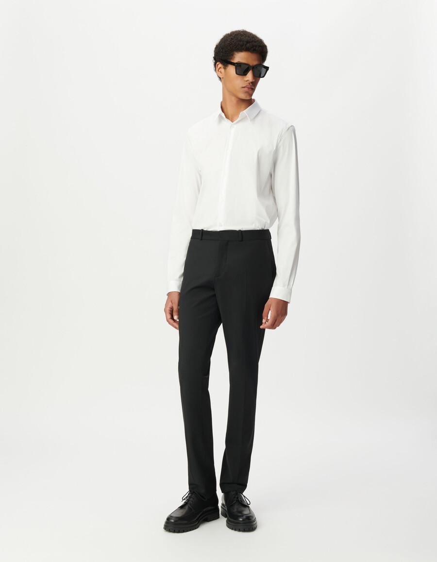 camisa ajustada de popelina blanca para hombre