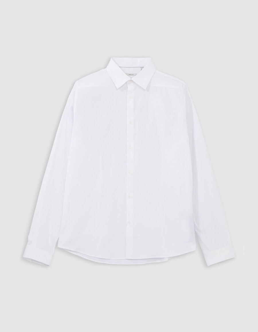 camisa ajustada de popelina blanca para hombre