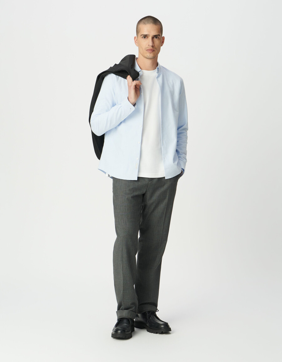 camisa regular de algodón orgánico azul cielo para hombre