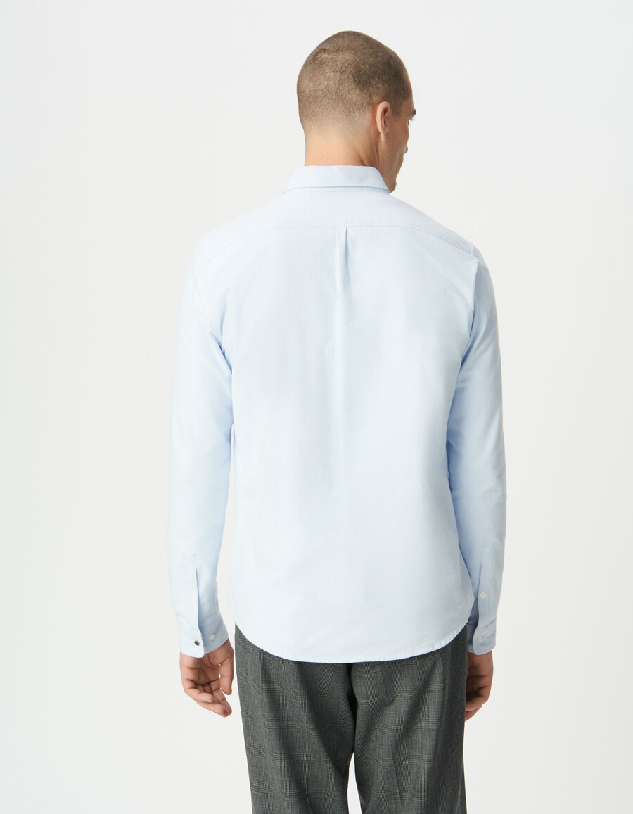 camisa regular de algodón orgánico azul cielo para hombre