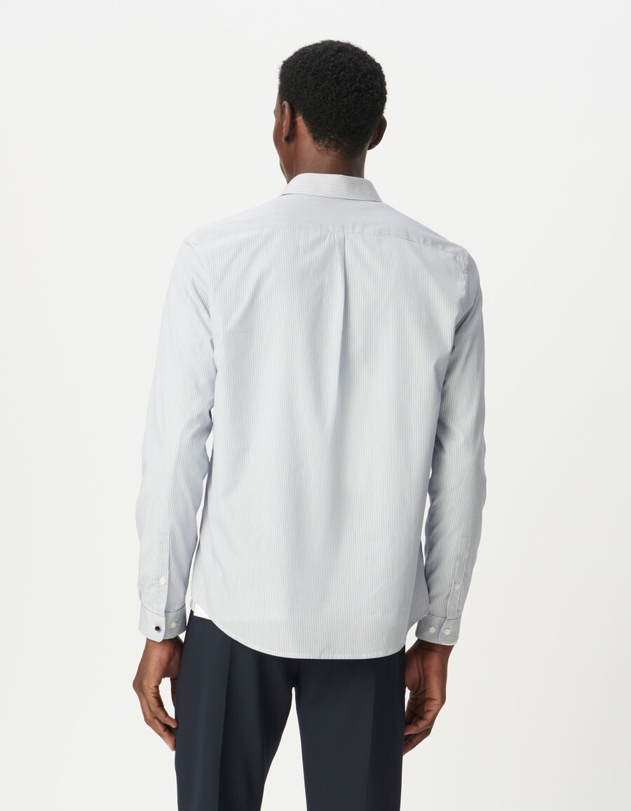 camisa azul marino regular de rayas finas para hombre
