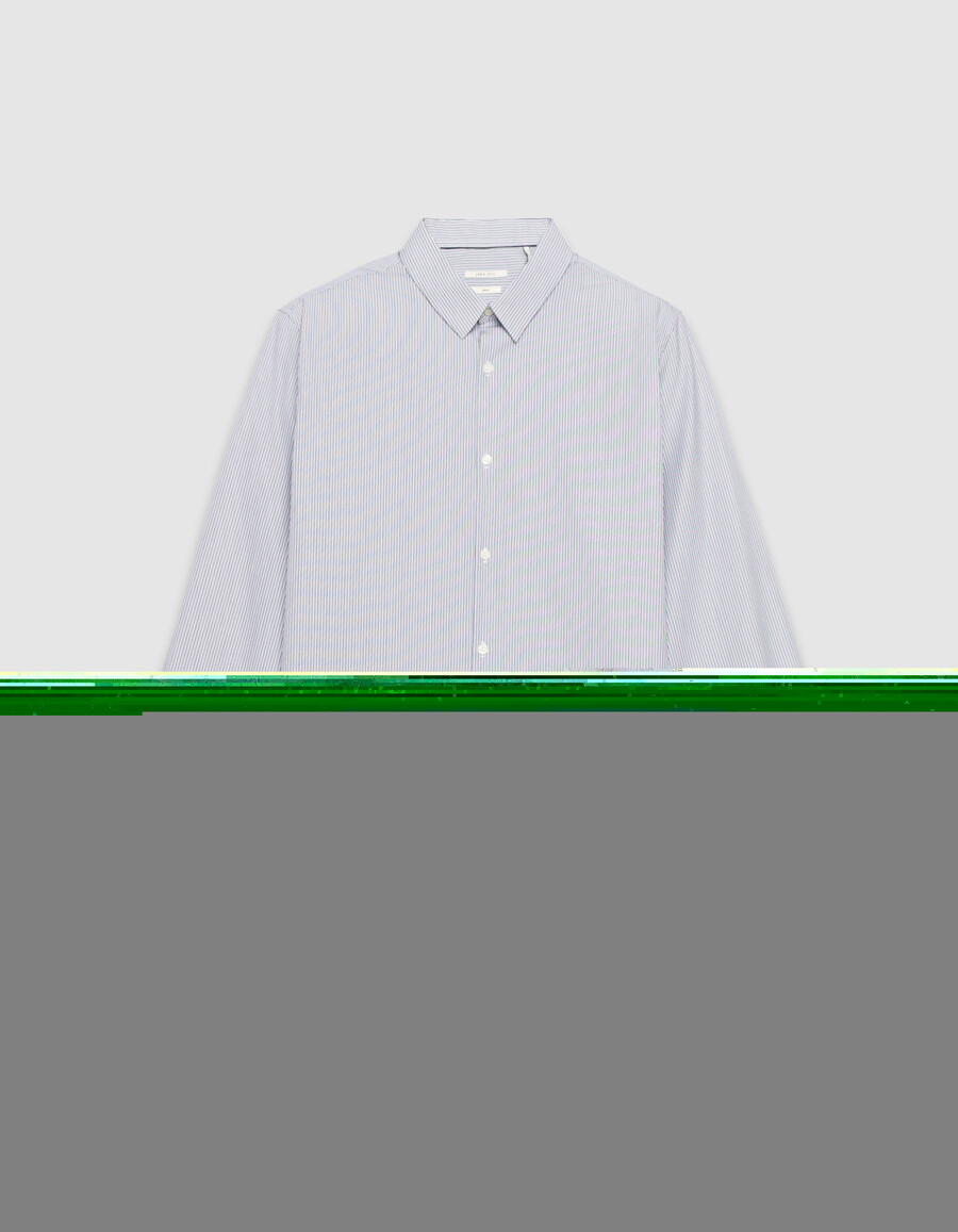 camisa azul marino regular de rayas finas para hombre