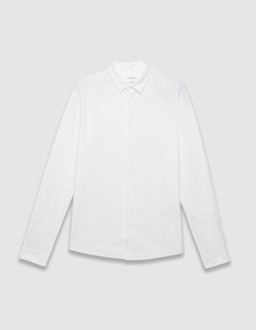 camisa blanca de punto de fácil cuidado para hombre