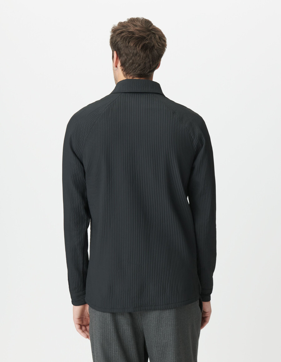 camisa acolchada ligera y cálida negra para hombre
