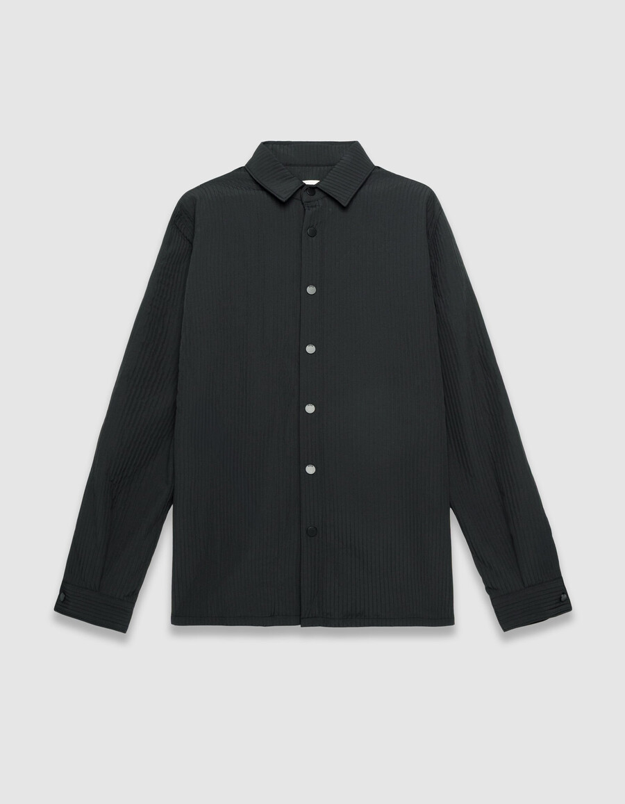 camisa acolchada ligera y cálida negra para hombre