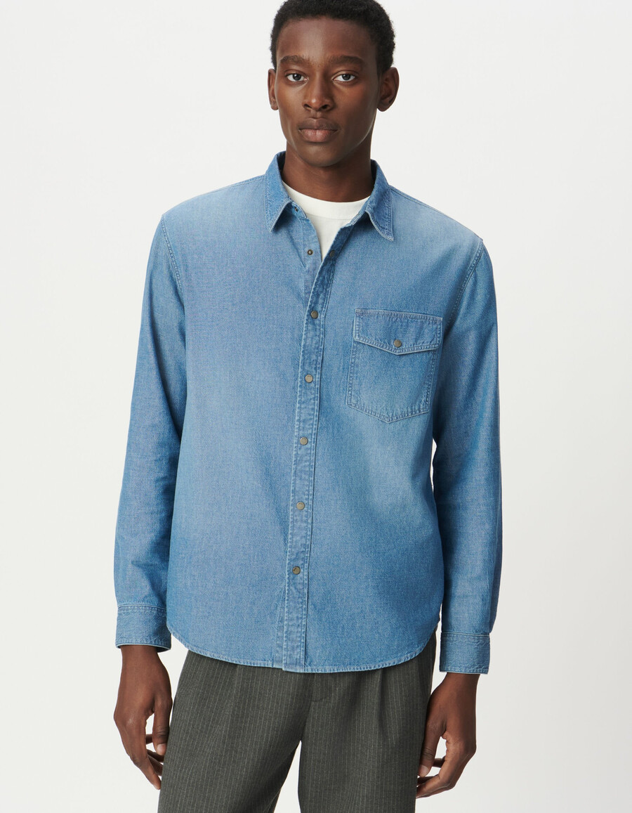 chaqueta vaquera azul regular para hombre