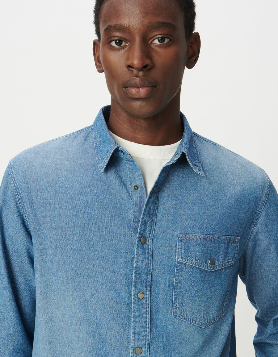 chaqueta vaquera azul regular para hombre