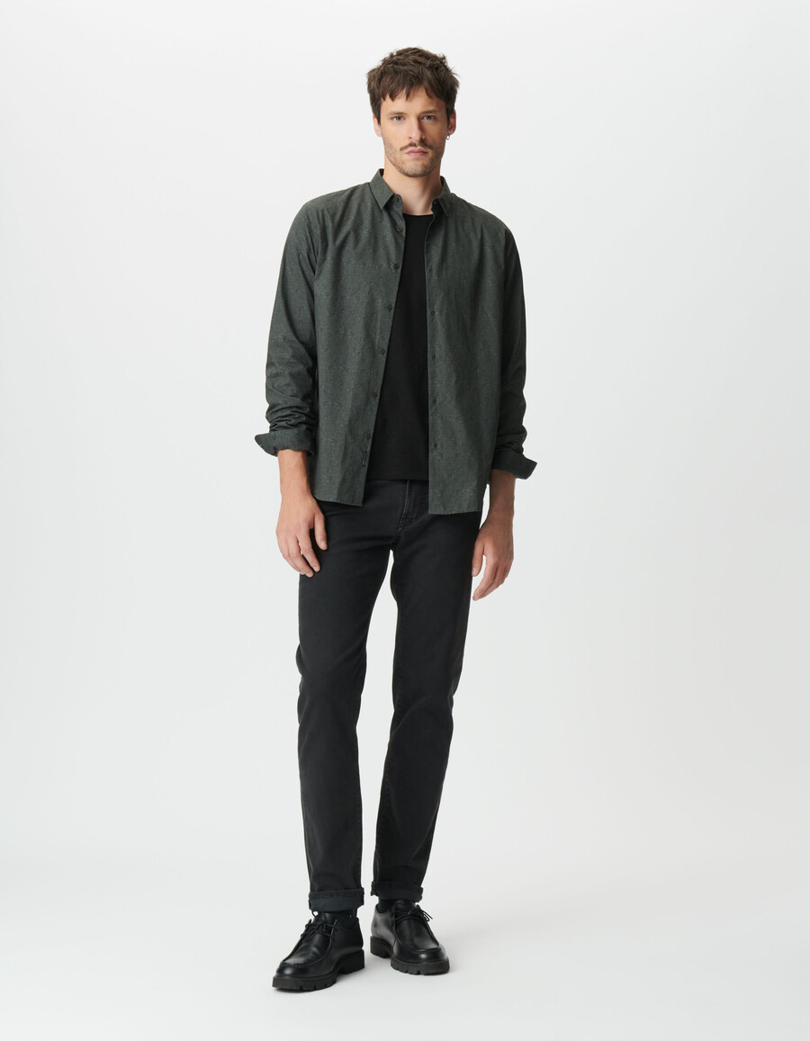 camisa ajustada caqui para hombre tela con estampado barroco liberty