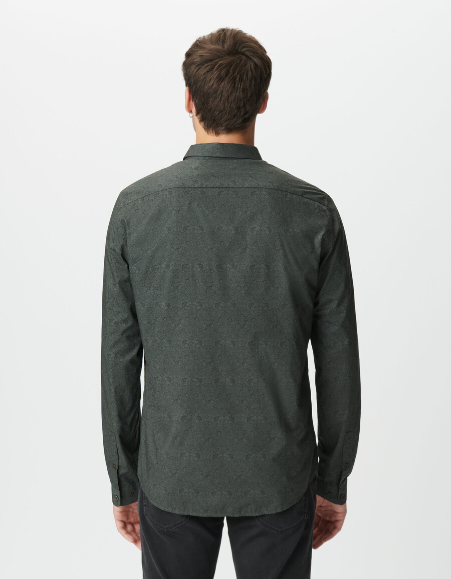 camisa ajustada caqui para hombre tela con estampado barroco liberty
