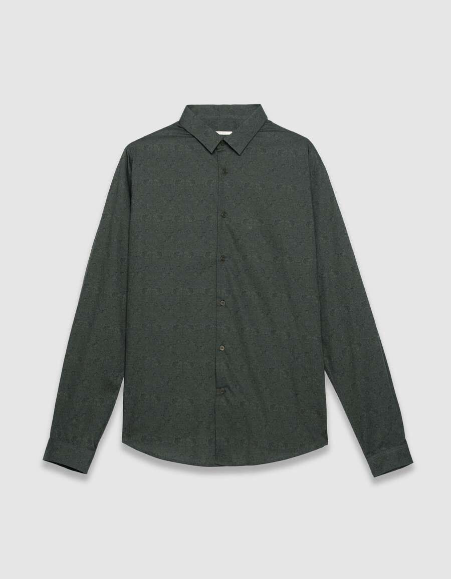 camisa ajustada caqui para hombre tela con estampado barroco liberty