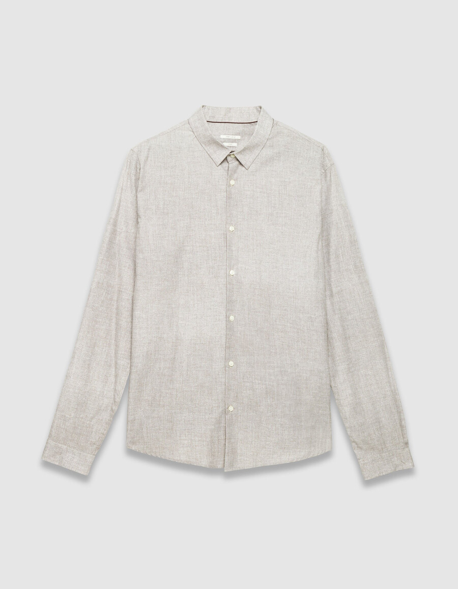 camisa minimalista de algodón orgánico entallada con estampado de chevron para hombre