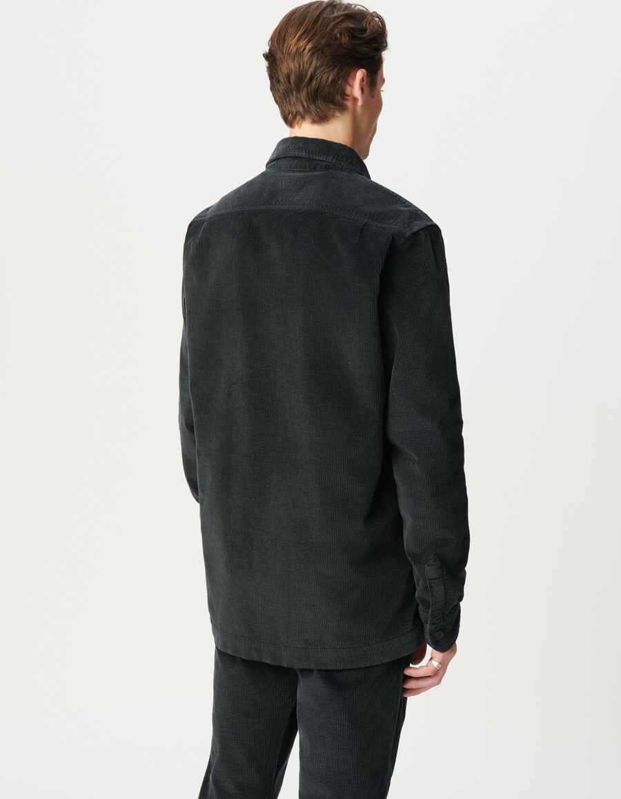 camisa de pana gris para hombre con bolsillo xl