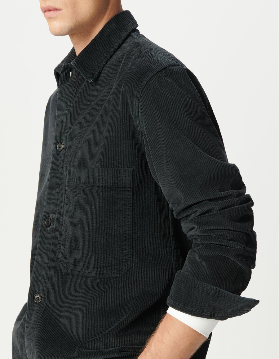 camisa de pana gris para hombre con bolsillo xl