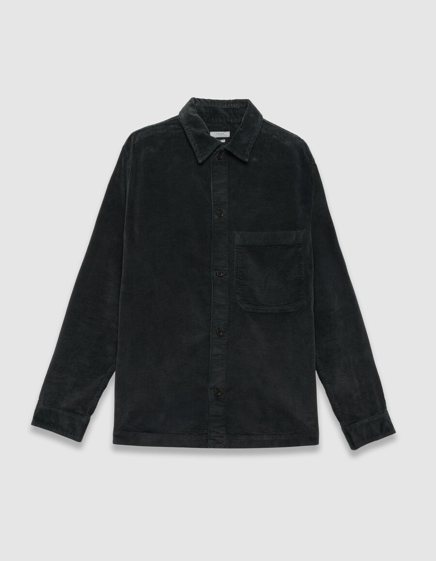 camisa de pana gris para hombre con bolsillo xl