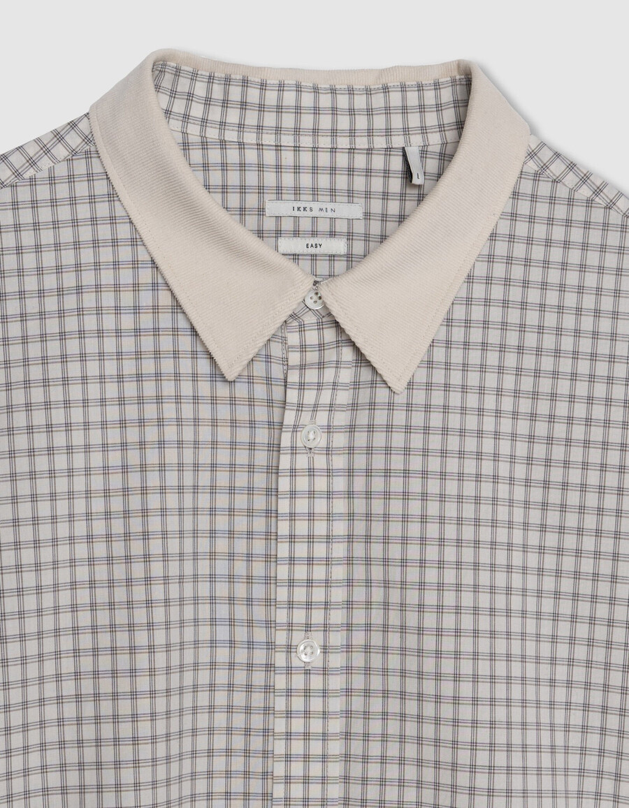 camisa regular crudo algodón orgánico estampado cuadros hombre
