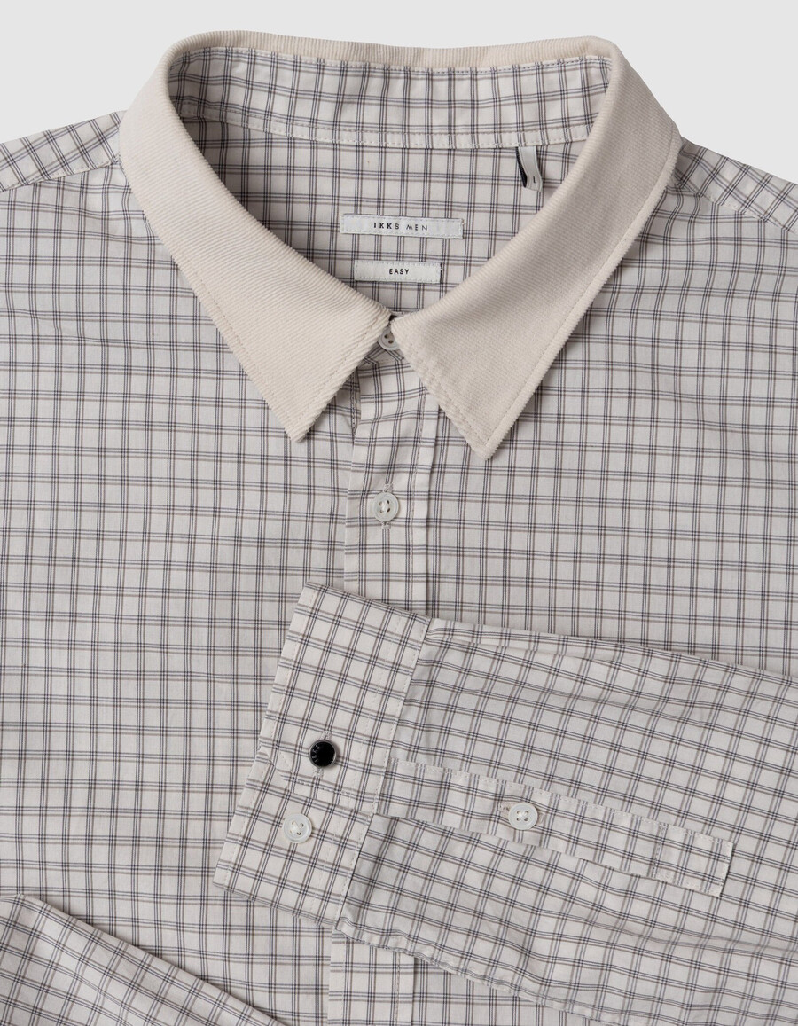 camisa regular crudo algodón orgánico estampado cuadros hombre