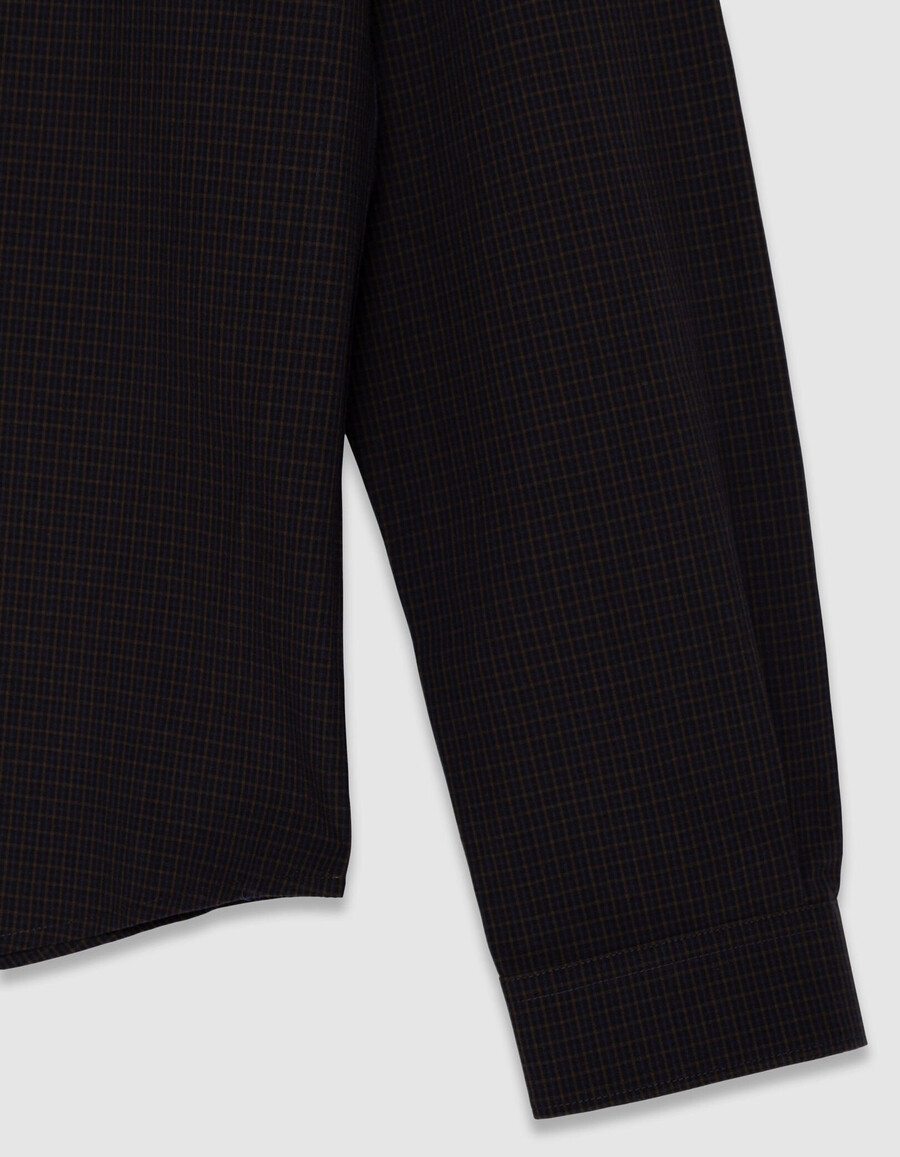 camisa slim azul marino algodón orgánico estampado de cuadros hombre