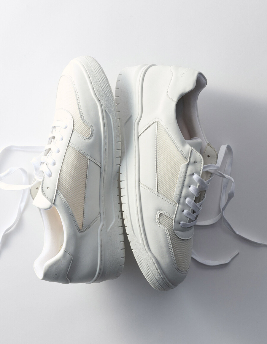 zapatillas blancas de tejido mixto para hombre