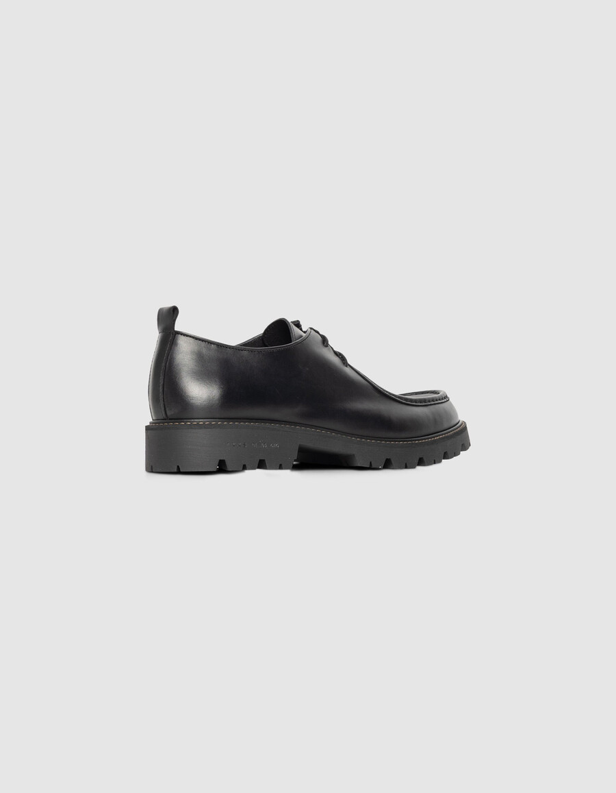 zapatos derby de plataforma de cuero negro para hombre