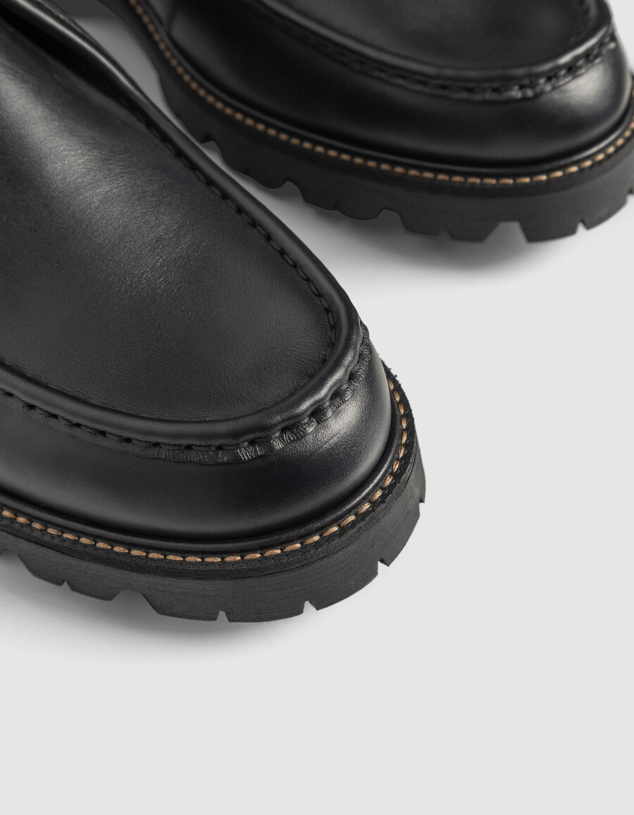 zapatos derby de plataforma de cuero negro para hombre