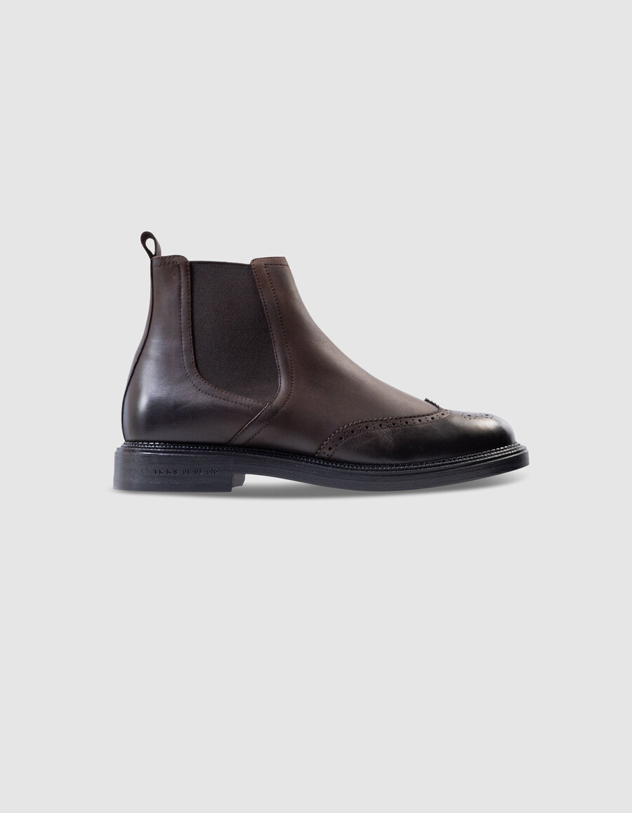 botas chelsea altas de cuero marrón para hombre