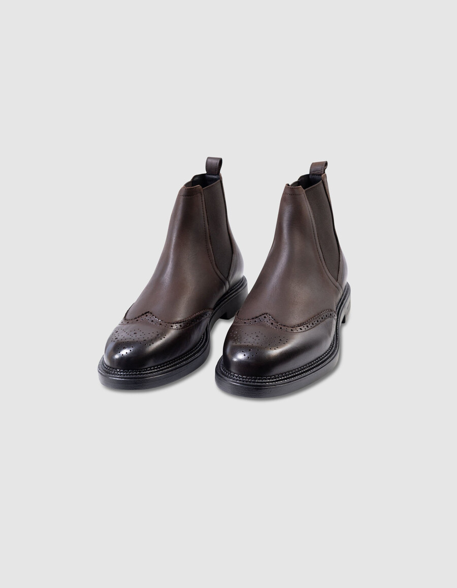 botas chelsea altas de cuero marrón para hombre