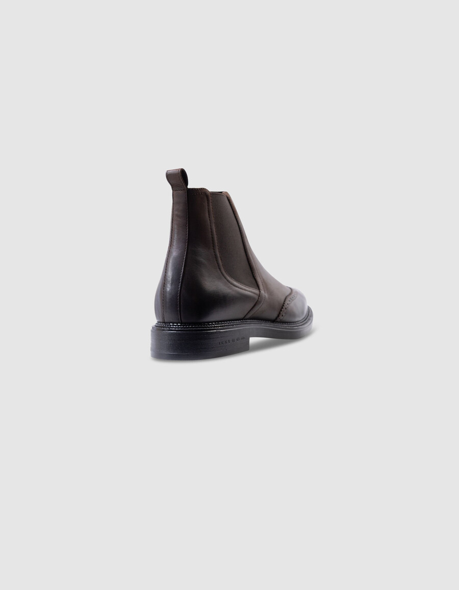 botas chelsea altas de cuero marrón para hombre