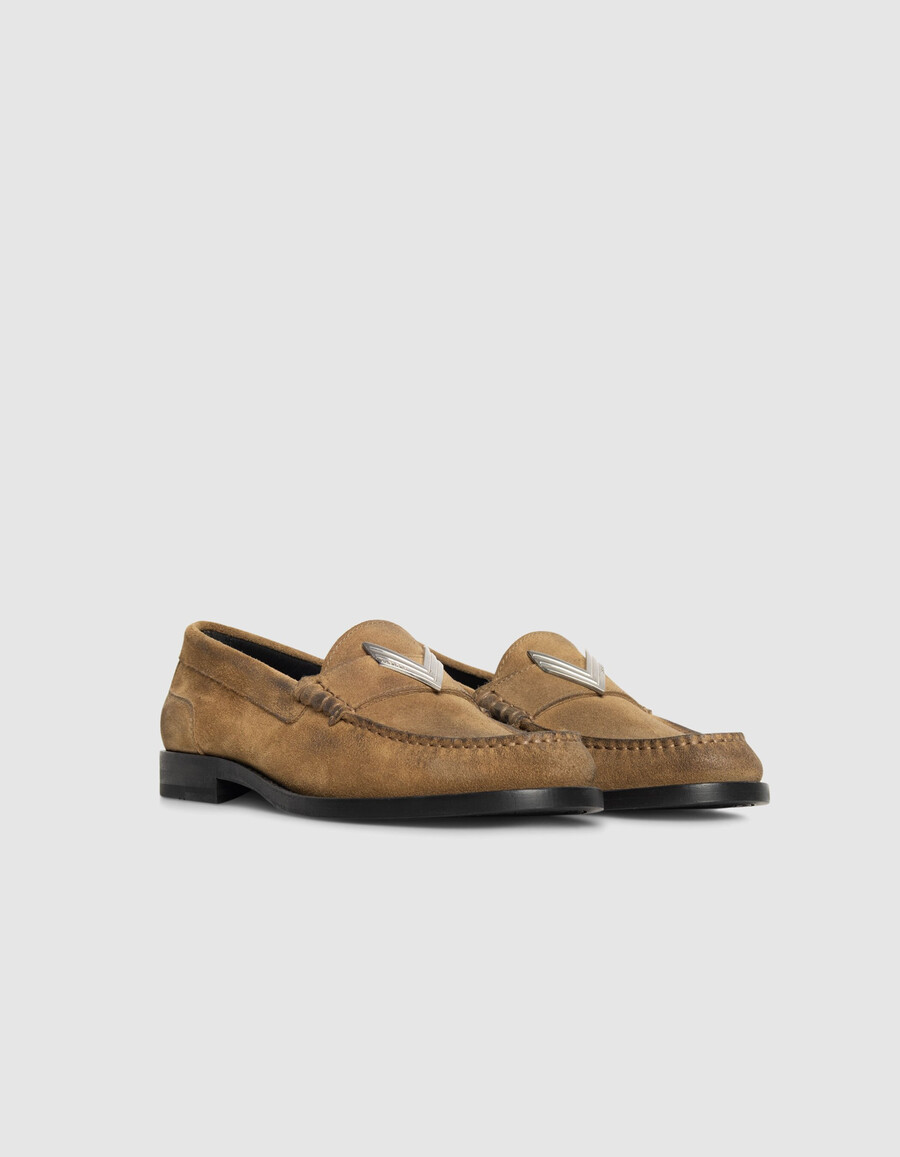 mocasines de ante color camel para mujer
