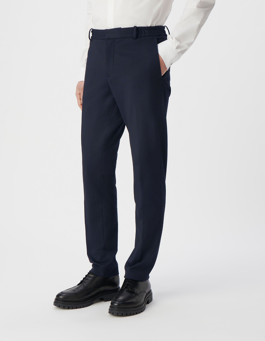 pantalones de traje ajustados de punto milano azul marino para hombre