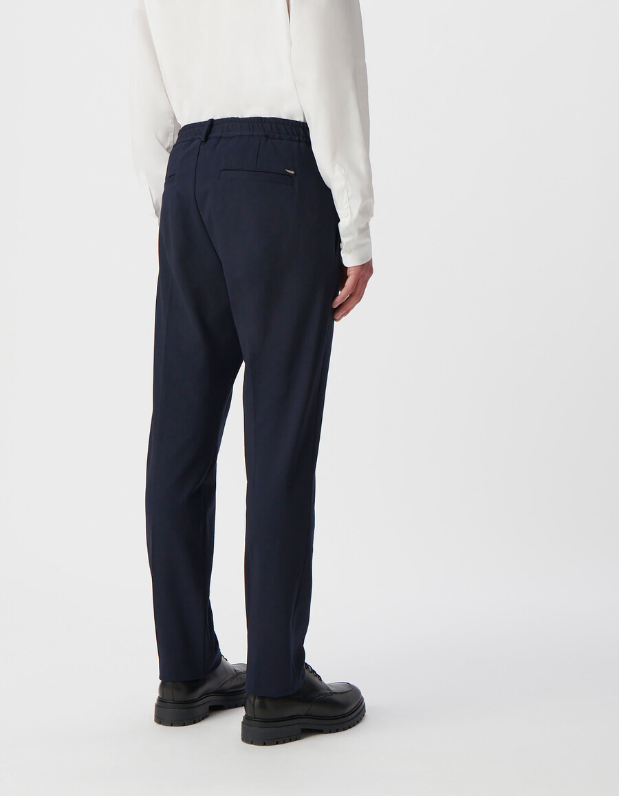 pantalones de traje ajustados de punto milano azul marino para hombre