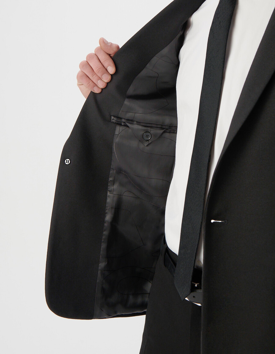 chaqueta de traje ajustada de punto milano negra para hombre