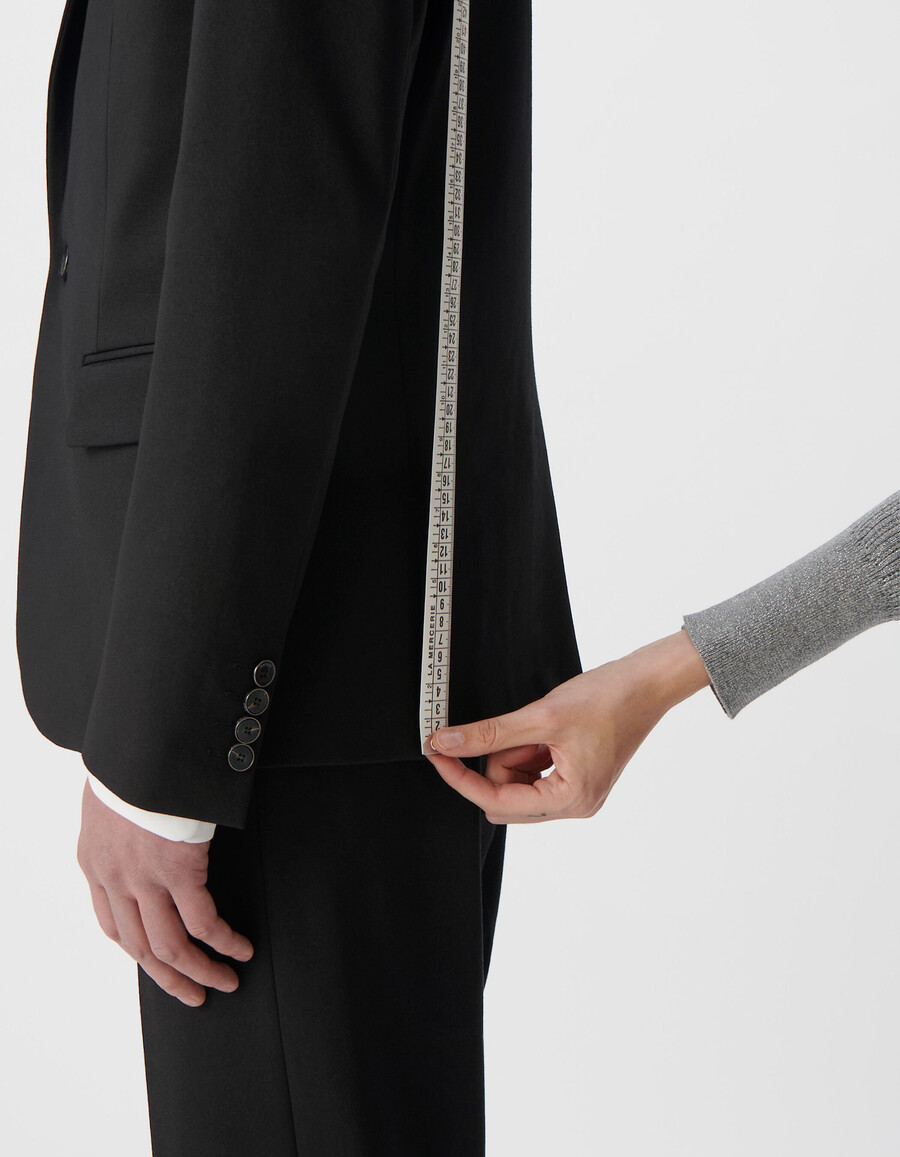 chaqueta de traje ajustada de punto milano negra para hombre