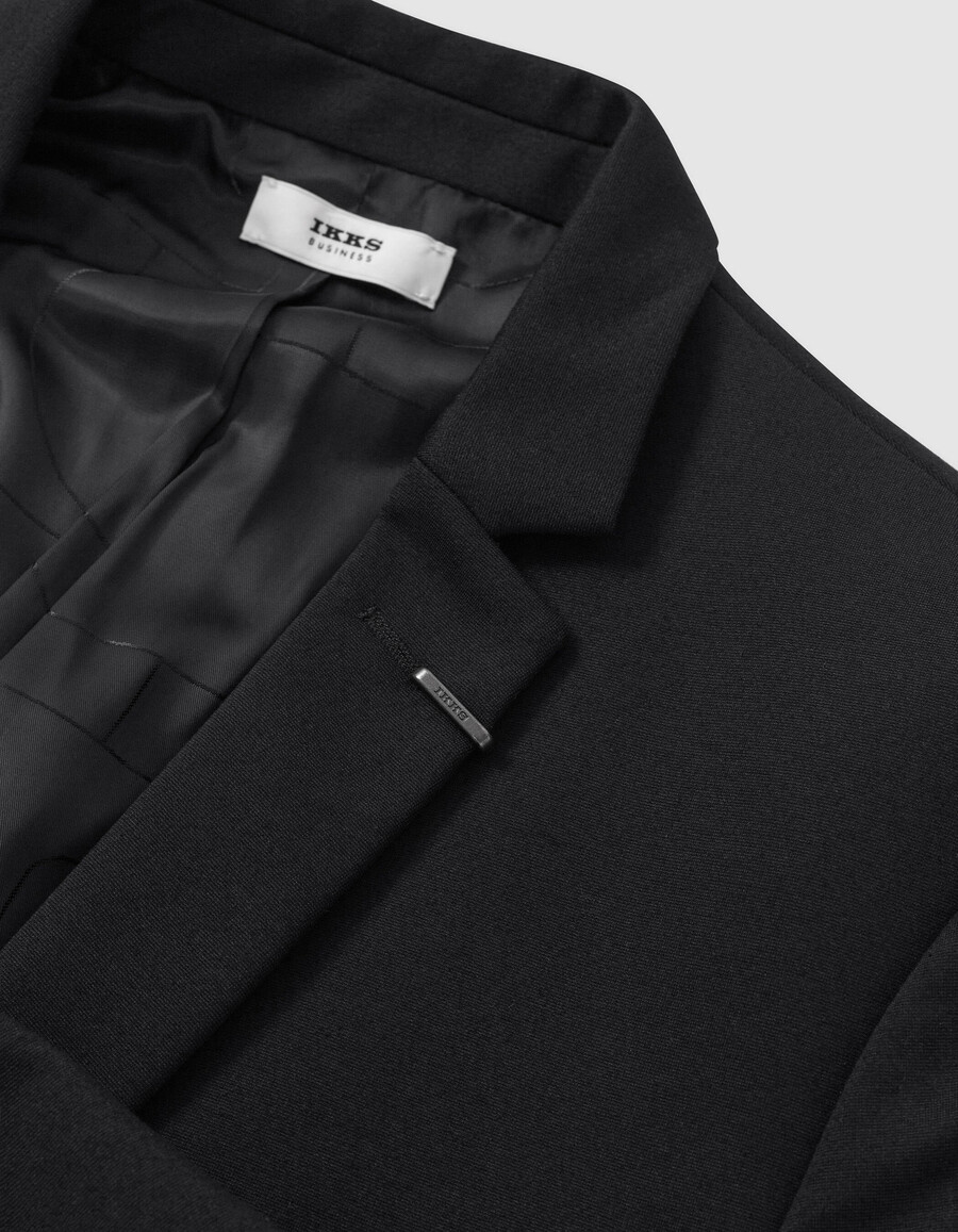 chaqueta de traje ajustada de punto milano negra para hombre