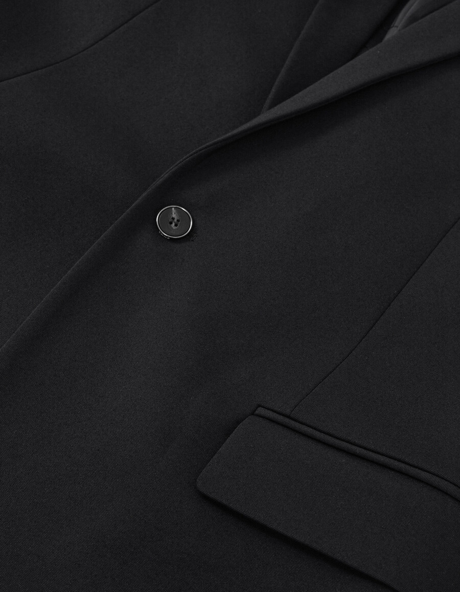 chaqueta de traje ajustada de punto milano negra para hombre