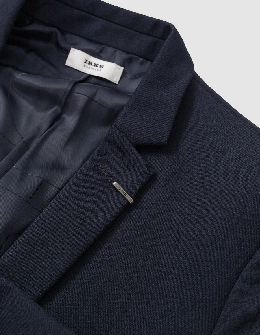 chaqueta de traje ajustada de punto milano azul marino para hombre