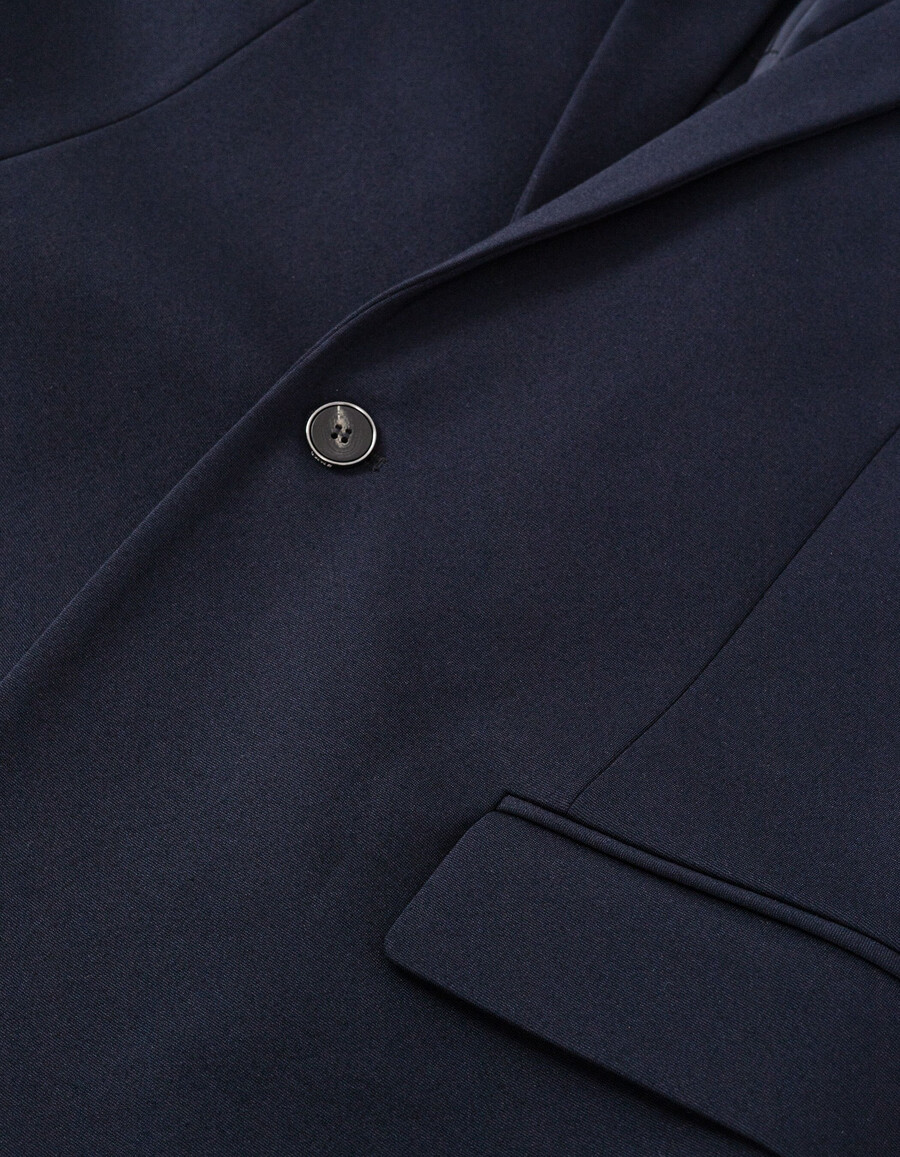 chaqueta de traje ajustada de punto milano azul marino para hombre